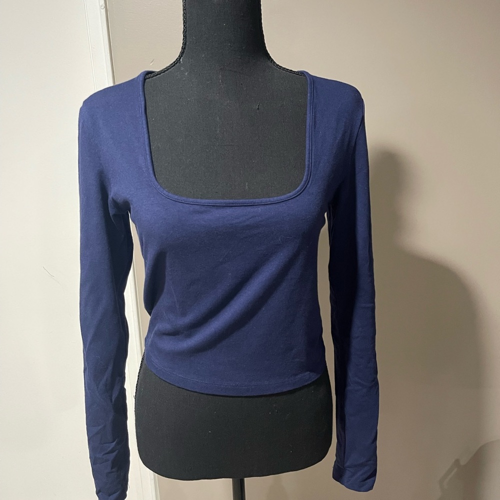 Aerie Deep Blue Long Sleeve Top